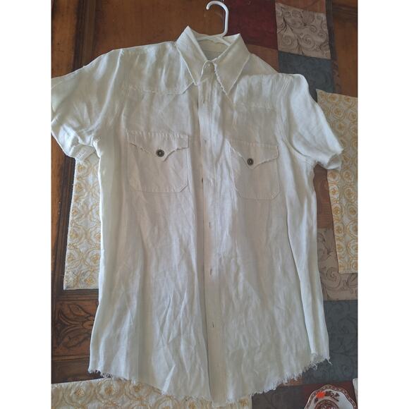 Mens Linen "Perservere 1998" Button Up- Size M- This Is is BADA$$! Excellent! - Picture 13 of 13